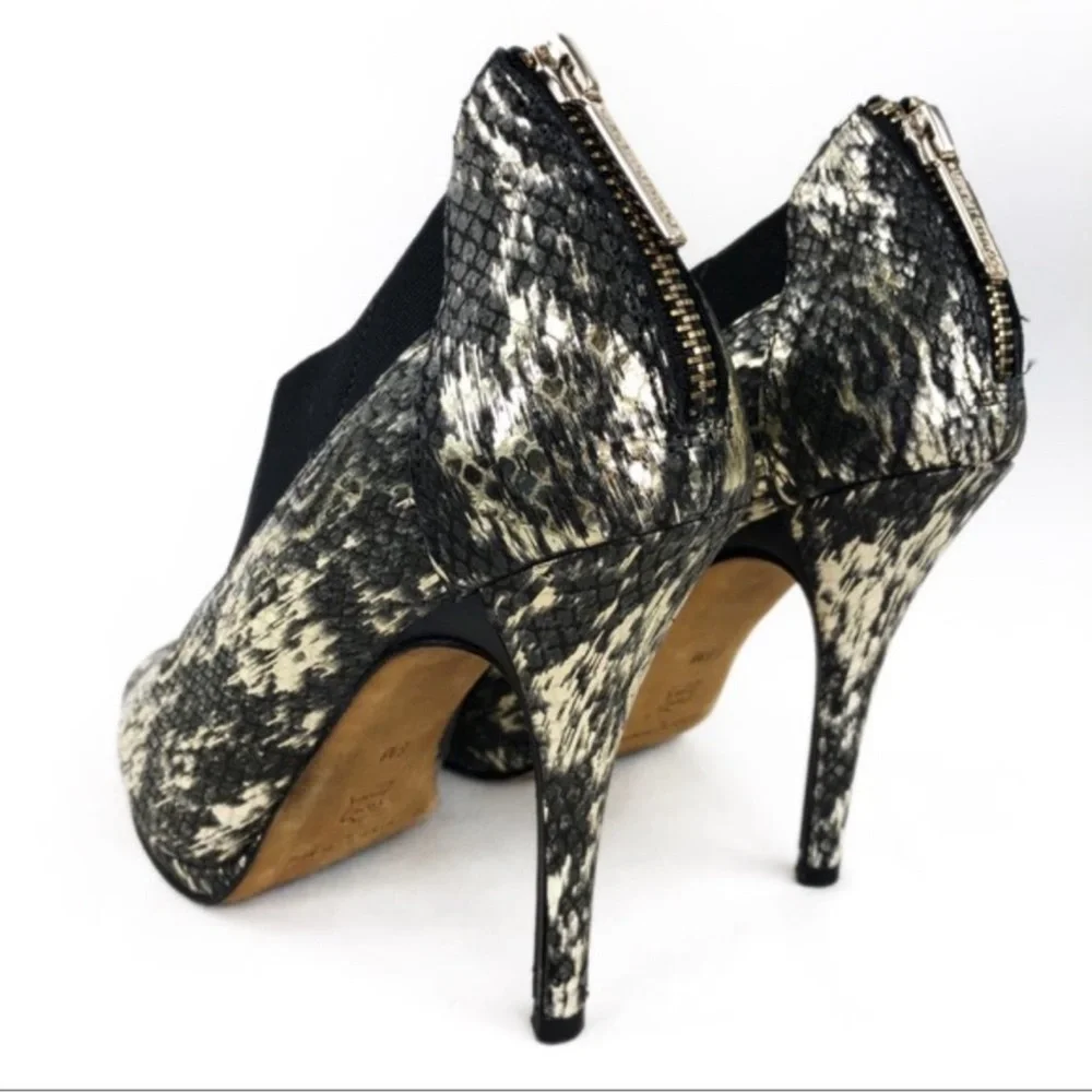 Donald J Pliner Bootie Pumps Sassi Platino Brocade Open Toe Heel Size 8